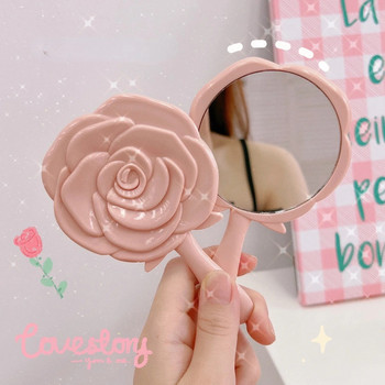 Ретро форма на розово цвете 3D стерео козметично компактно огледало за грим 4 цвята Изберете ръчно огледало Ръчно огледало Компактно огледало