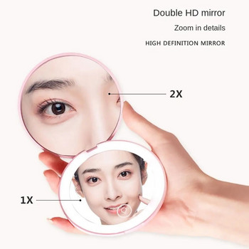 2X/10X μεγεθυντικός καθρέφτης μακιγιάζ χειρός 6500K καθρέφτης μακιγιάζ LED 2 όψεων Μαγνητικός καθρέφτης μακιγιάζ τσέπης