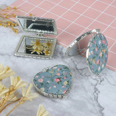 Mini kosmētikas spoguļi, kompakti kabatas ziedi, divpusēji salokāmi vintage kosmētikas spoguļi