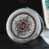 Mini džepno kozmetičko ogledalo za šminkanje, vjenčani božićni dar, retro starinski kristalni cvijet, sklopivo povećalo za šminkanje