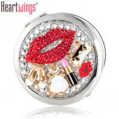 Mini džepno kozmetičko ogledalo za šminkanje, kristalno seksi cipele s crvenim usnama Hnadbag cvijet, vjenčani darovi, 1:2 povećalo ogledalo za šminkanje