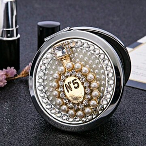 Mini džepno kozmetičko ogledalo za šminkanje, kristalno seksi cipele s crvenim usnama Hnadbag cvijet, vjenčani darovi, 1:2 povećalo ogledalo za šminkanje
