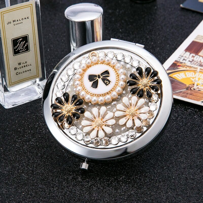 Mini džepno kozmetičko ogledalo za šminkanje, kristalno seksi cipele s crvenim usnama Hnadbag cvijet, vjenčani darovi, 1:2 povećalo ogledalo za šminkanje