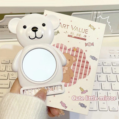 Crtano prijenosno jednostrano malo ogledalo za šminku učenika Okruglo ogledalo Slatki mali medo Kozmetičko ogledalo Ženski kozmetički alati