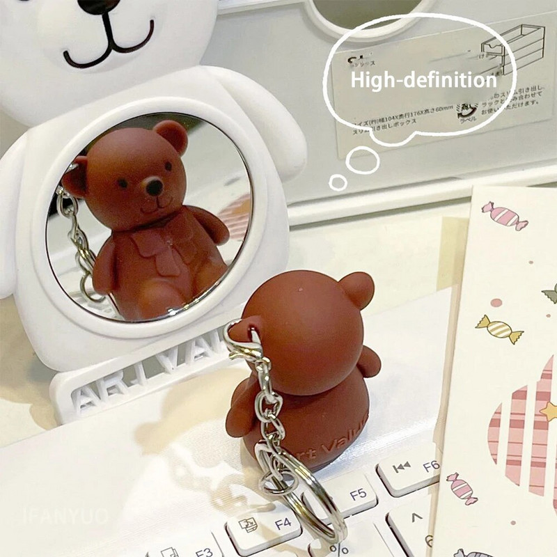 Crtano prijenosno jednostrano malo ogledalo za šminku učenika Okruglo ogledalo Slatki mali medo Kozmetičko ogledalo Ženski kozmetički alati