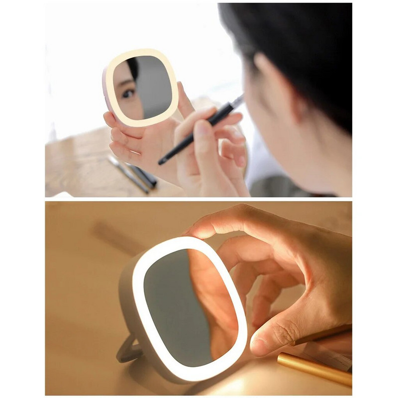 Mini prijenosno LED ogledalo za šminkanje 3 svjetla zupčanika Podesivi ručni stol 30 LED dioda džepno ogledalo za šminkanje Ljepota kozmetički alat