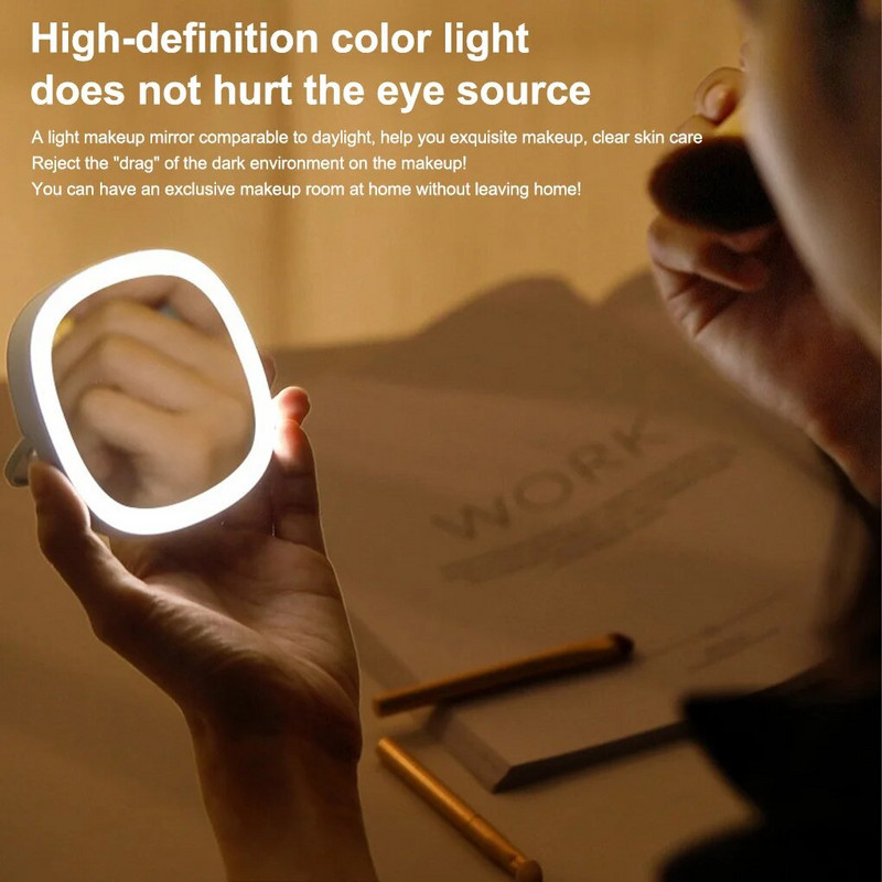 Mini prijenosno LED ogledalo za šminkanje 3 svjetla zupčanika Podesivi ručni stol 30 LED dioda džepno ogledalo za šminkanje Ljepota kozmetički alat