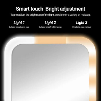 1/3-цветно LED огледало за грим, осветено, ясно сензорно управление, микро USB акумулаторни козметични огледала за дами