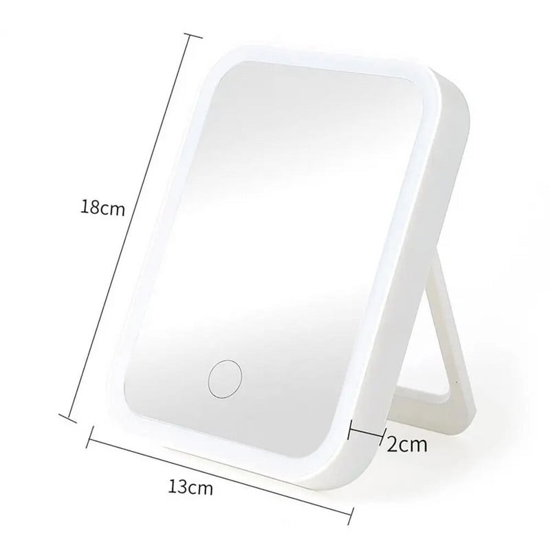 1/3-bojno svjetlo LED ogledalo za šminkanje s prozirnom kontrolom dodirom, punjivo mikro USB kozmetičko ogledalo za žene