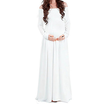 Ženska trudnička haljina Trudnička haljina s otvorenim ramenima Elegantna haljina za trudnice Rastezljive haljine s otvorenim ramenima dugih rukava