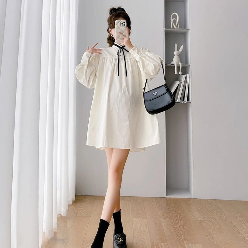 Košulja u japanskom stilu dugih lampion rukava Jesenska odjeća za trudnice veće veličine Pamučne bluze za trudnice Odjeća za trudnice