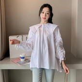 Jesenske modne majice za trudnice 2023., velike veličine, dugih rukava, ovratnik na ovratnik, pamučne bluze za trudnice, trudnička odjeća