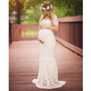 Trudnička haljina s v-izrezom kratkih rukava Čipkasta haljina Elegantna maksi haljina u obliku sirene za trudnice Seksi odjeća za snimanje fotografija Rekvizit za trudnice