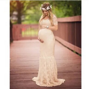 Trudnička haljina s v-izrezom kratkih rukava Čipkasta haljina Elegantna maksi haljina u obliku sirene za trudnice Seksi odjeća za snimanje fotografija Rekvizit za trudnice