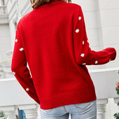 Pleteni gornji pulover s uzorkom pingvina Božićni stil Ženski pleteni pulover dugih rukava Ležerna majica s okruglim izrezom Smiješna majica