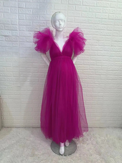 Moderna i slatka dugačka duga haljina visokog struka za trudnice za fotografije, dugačka haljina za trudnice