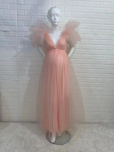 Moderna i slatka dugačka duga haljina visokog struka za trudnice za fotografije, dugačka haljina za trudnice