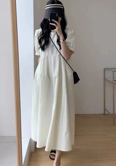 Kvalitetna trudnička pamučna lanena haljina Vintage dizajna Jednobojna trudnička haljina A-kroja kratkih rukava Odjeća za trudnice