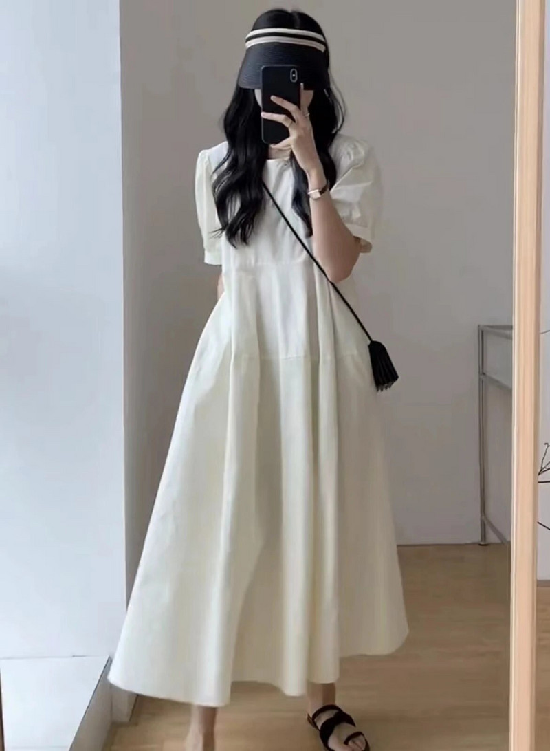 Kvalitetna trudnička pamučna lanena haljina Vintage dizajna Jednobojna trudnička haljina A-kroja kratkih rukava Odjeća za trudnice