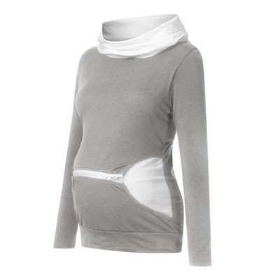 Új európai és amerikai kismama pulóver, magas gallérral kontrasztos színű bő, hosszú ujjú dzseki kismama szoptató felső