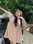 Mīļi, jaunu meiteņu puķaini krekli, liela nolaižama apkakle ar pūšām piedurknēm grūtnieču brīvas blūzes Jauka balles kleita grūtniecei