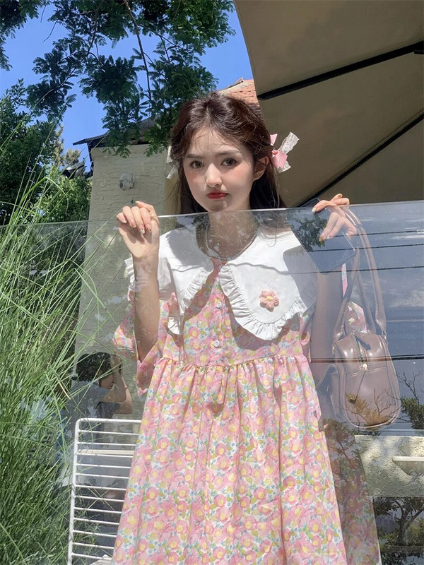 Mīļi, jaunu meiteņu puķaini krekli, liela nolaižama apkakle ar pūšām piedurknēm grūtnieču brīvas blūzes Jauka balles kleita grūtniecei