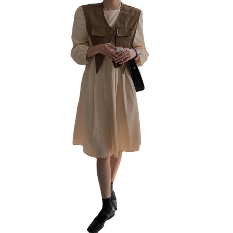 Jesenska obnova starinskih načina Trudnička odijela Haljina dugih rukava za trudnice s mornarskom kragnom Vintage trudnička haljina