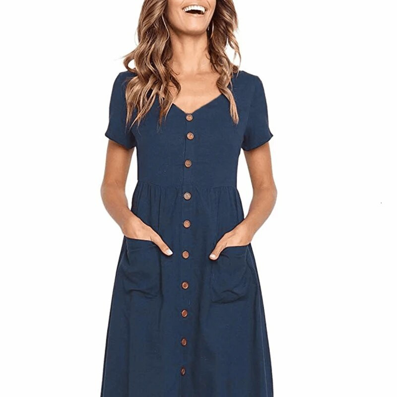 Rochii de maternitate Haine pentru femei gravide Buzunar cu nasturi Haine casual de birou pentru femeie de vara Rochie de sarcina de marime plus de absolvire