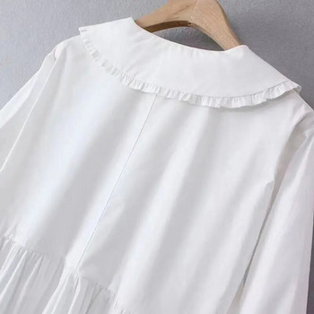 Нова сладка блуза за бременни с дълги ръкави Ризи с отложна яка за бременни жени Красиво горнище за бременни дрехи за мама