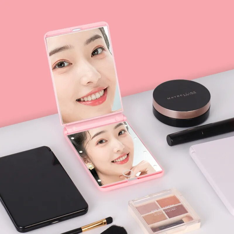 Prijenosno LED svjetlo Ogledalo za šminkanje Kozmetička svjetla Kompaktno džepno ogledalo za šminkanje Kozmetička ručna sklopiva Led svjetiljka za ogledalo Poklon