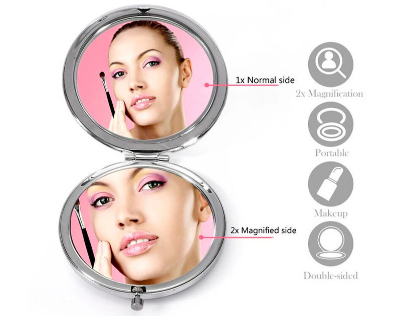 Мини джобно козметично огледало за грим, перлена коледна снежинка, елегантни сватбени новогодишни подаръци, 1:2 огледало за грим с увеличение