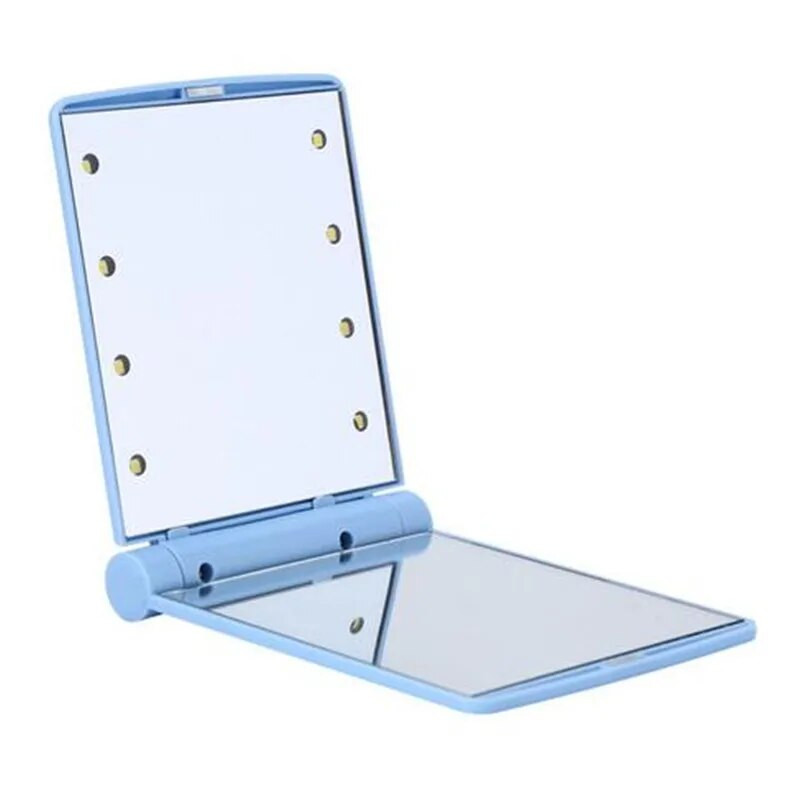 Lampe Ženska sklopiva ogledala za šminkanje 1 kom 8 LED svjetala Lady Kozmetičko ručno sklopivo prijenosno kompaktno džepno ogledalo