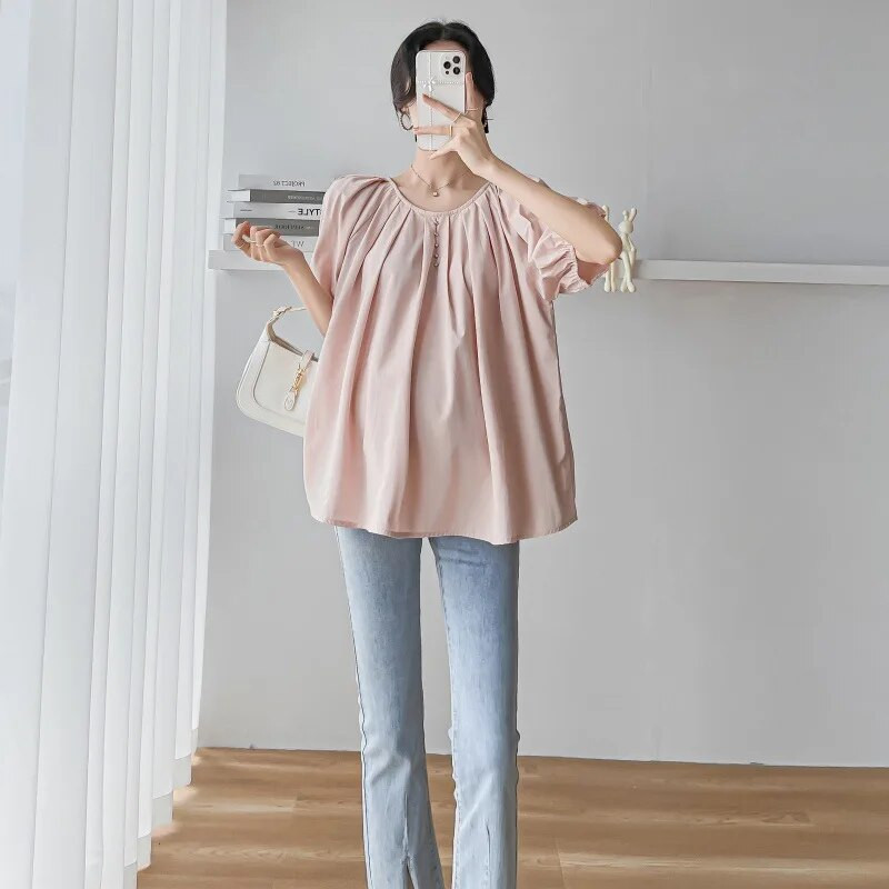 CARECODE Vasaras Grūtnieču Topi Krekli Grūtnieču Apģērbs Sievietēm Ikdienišķs Apaļkakls Īsām Piedurknēm Brīvas Liela Liela Blūze grūtniecēm