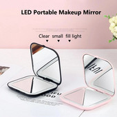 1 szett sminktükör hordozható lágy fény, 5-szörös nagyítású LED zsebes kozmetikai tükör női kiegészítők