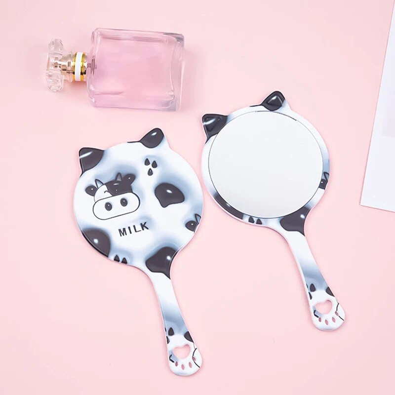 Ръчно огледало за грим Крава Котешки уши Огледало за грим с дръжка Ръчно огледало Спа салон Компактни огледала Козметично огледало за жени