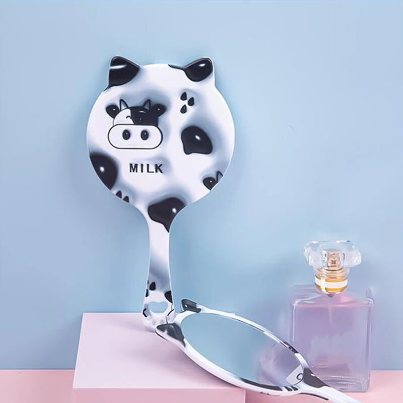 Ръчно огледало за грим Крава Котешки уши Огледало за грим с дръжка Ръчно огледало Спа салон Компактни огледала Козметично огледало за жени