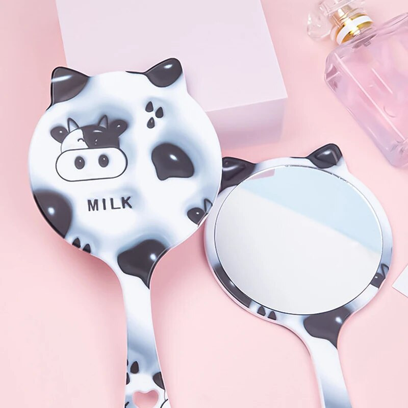 Ръчно огледало за грим Крава Котешки уши Огледало за грим с дръжка Ръчно огледало Спа салон Компактни огледала Козметично огледало за жени
