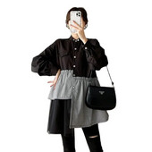 Proljetne i jesenske pamučne majice za trudnice 2023. Patchwork odjeća za trudnice u blok bojama, velika veličina, bluza za trudnice, veleprodaja