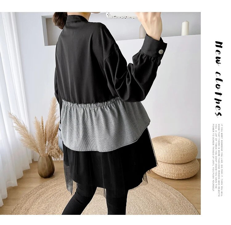 Proljetne i jesenske pamučne majice za trudnice 2023. Patchwork odjeća za trudnice u blok bojama, velika veličina, bluza za trudnice, veleprodaja