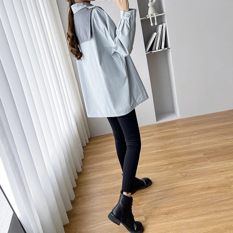 Modne majice za trudnice s dugim rukavima, mornarskim ovratnikom, pamučne bluze za trudnice, široka trudnička majica s dugmadima u elegantnom stilu