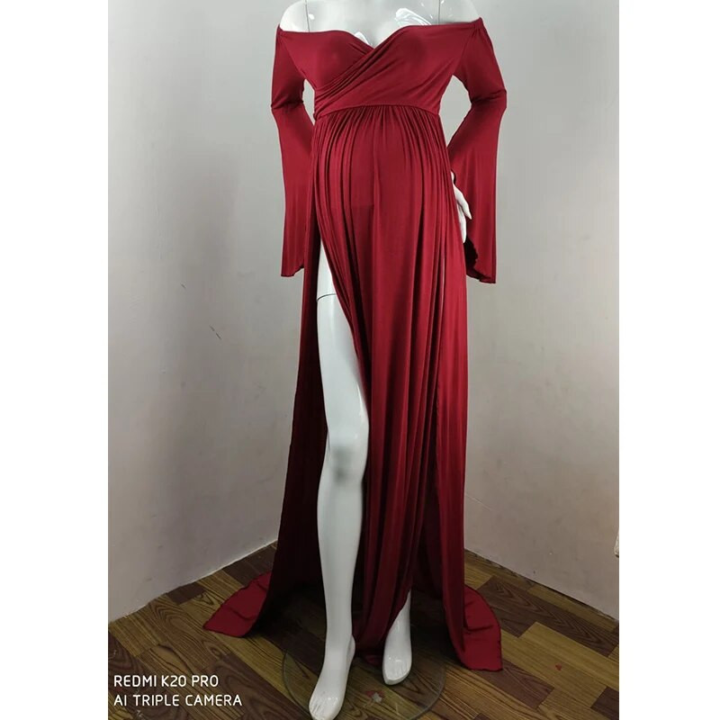 Grūtnieču kleitas ar uzplaiksnāmām piedurknēm Fotosesijas, garas Vestidos, kleita bez pleciem, grūtnieces fotosesija