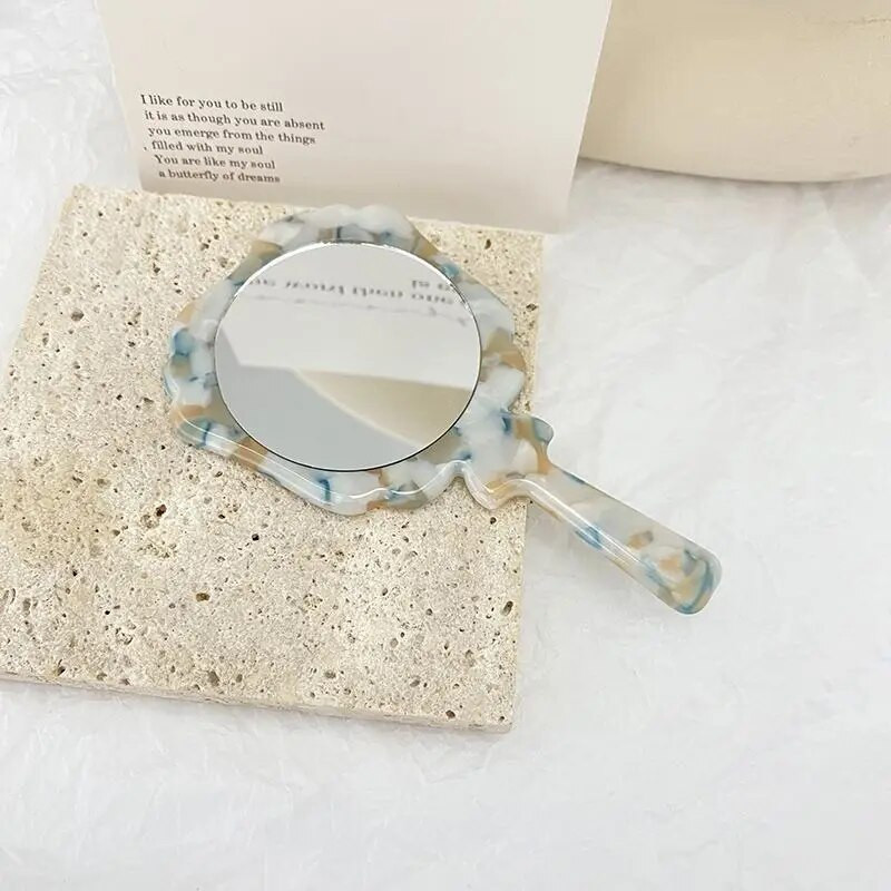 1 vnt acetato lakšto rankinis makiažo veidrodis, kosmetinis kompaktiškas veidrodis moterims