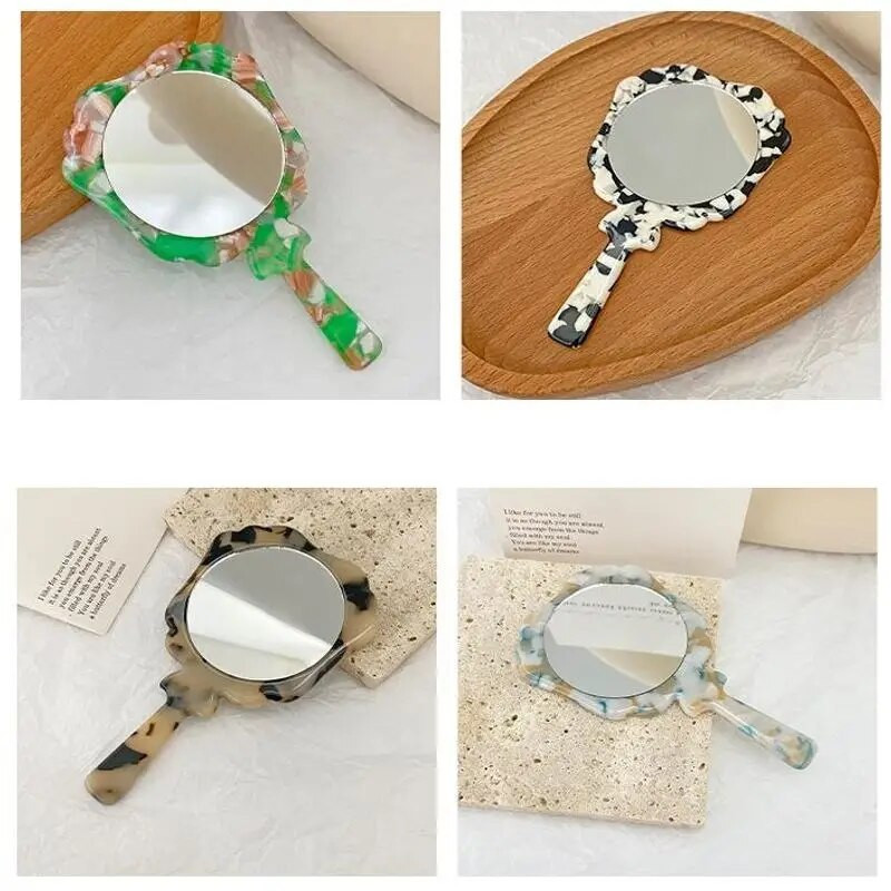 1 vnt acetato lakšto rankinis makiažo veidrodis, kosmetinis kompaktiškas veidrodis moterims