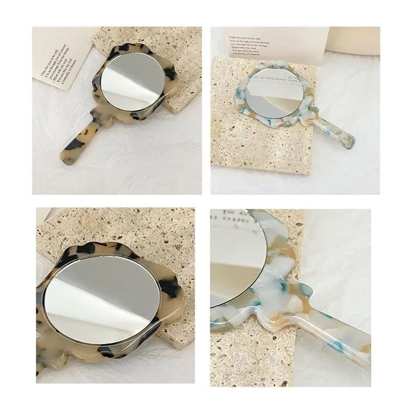 1 vnt acetato lakšto rankinis makiažo veidrodis, kosmetinis kompaktiškas veidrodis moterims