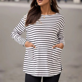 Nova ženska prugasta majica dugih rukava za trudnice, jednobojna majica za dojenje Osnovna majica kratkih rukava s O izrezom Modna ležerna majica za dojenje za trudnice
