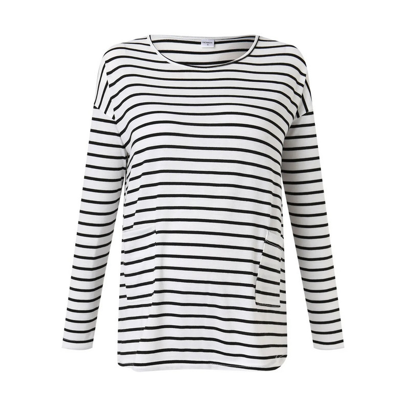 Nova ženska prugasta majica dugih rukava za trudnice, jednobojna majica za dojenje Osnovna majica kratkih rukava s O izrezom Modna ležerna majica za dojenje za trudnice