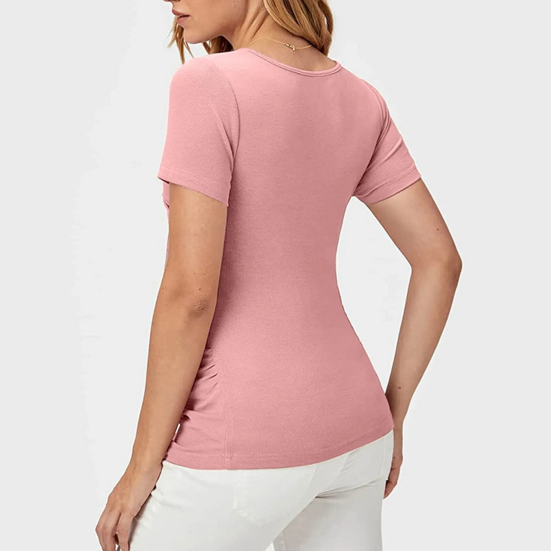 Ženske majice za trudnice i dojilje Odjeća Odjeća za dojenje Ljetna trudnička majica kratkih rukava Otvorena sa strane nabrana za trudnice