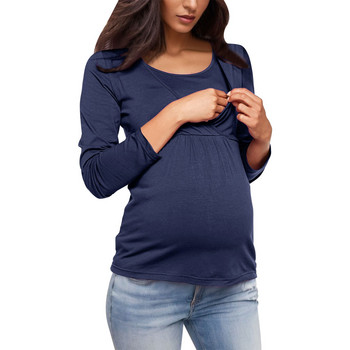 Νέα περιστασιακά γυναικεία ενδύματα εγκυμοσύνης Μπλούζες θηλασμού Θηλασμός Βασικό μπλουζάκι εγκυμοσύνης Μονόχρωμα ρούχα εγκυμοσύνης
