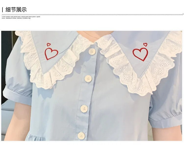 Vasaras kleita grūtniecēm Modes, īsām piedurknēm, brīvas drēbes grūtniecēm, 2023. gada saldais lelles apkakles apģērbs grūtniecēm