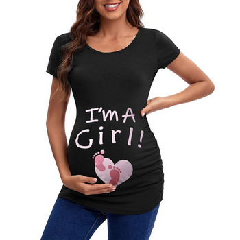 Μπλουζάκι εγκυμοσύνης με κοντό μανίκι Crew λαιμόκοψη χαριτωμένα γράμματα με εμπριμέ μπλούζες Γυναικείες μπλούζα με μπλουζάκι μπλουζάκι με μπλουζάκι embarazo y maternidad